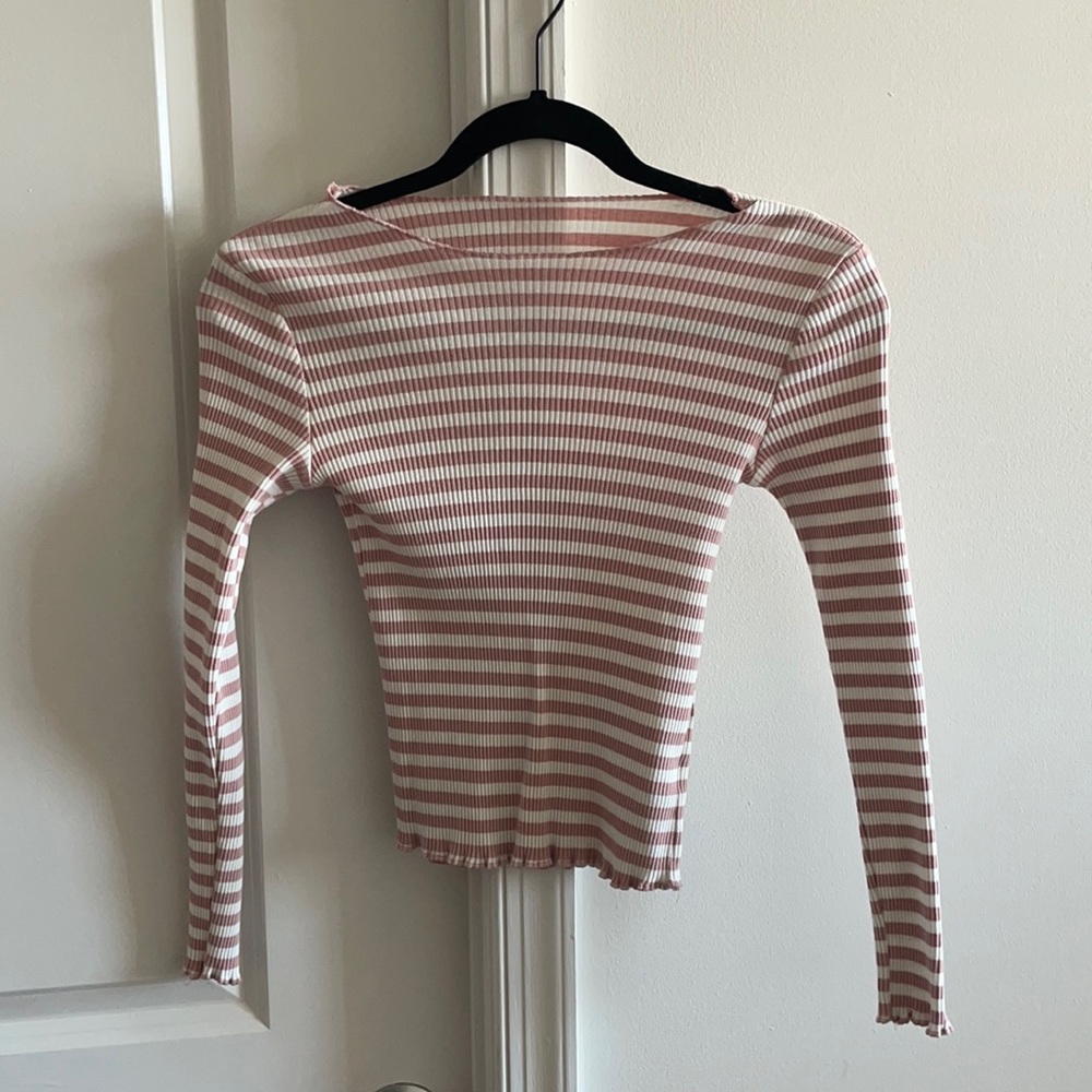 Size small long sleeve pink & white stripped shirt